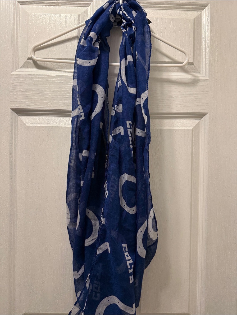 Little Earth Blue Scarf with White Horseshoe Motif